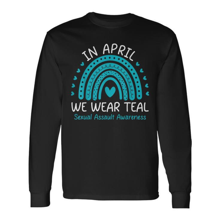 In April We Wear Teal Sexual Assault Awareness Month Long Sleeve T-Shirt