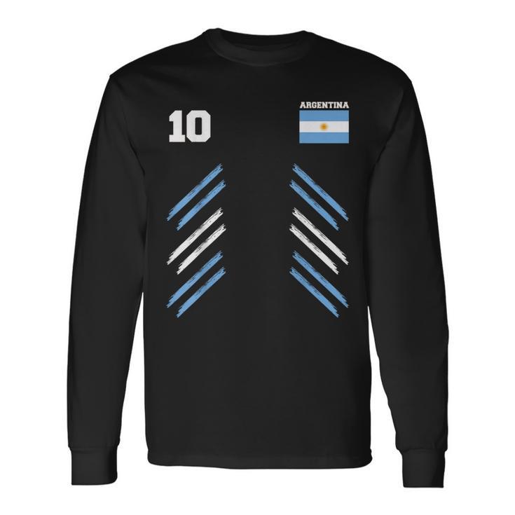 Argentina Soccer Ball Argentina Flag Number Ten Women Long Sleeve T-Shirt