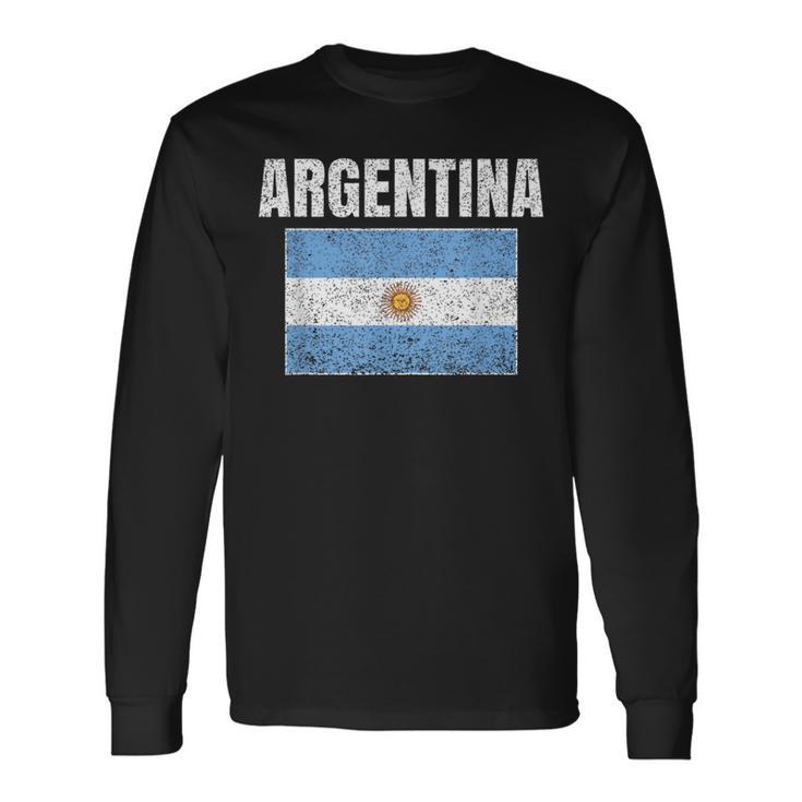 Argentinian Flag Vintage Argentina Map Country Long Sleeve T-Shirt