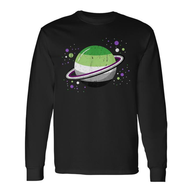 Asexual Aromantic Space Planet Vintage Long Sleeve T-Shirt Gifts ideas