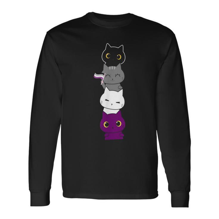 Asexuality Flag Animal Cat Ace Pride Demisexual Asexual Long Sleeve T-Shirt