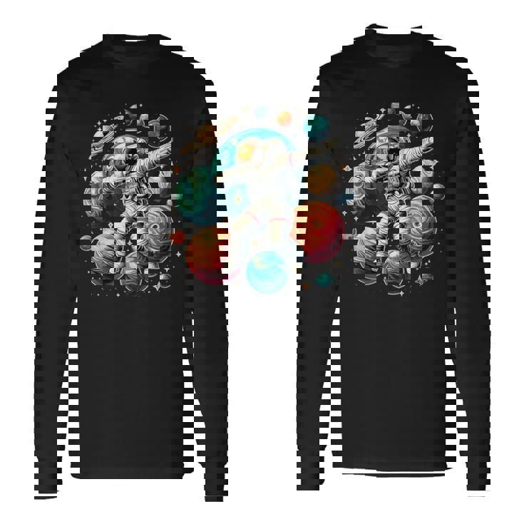 Astronaut Dabbing Planets Astronaut Science Space Long Sleeve T-Shirt