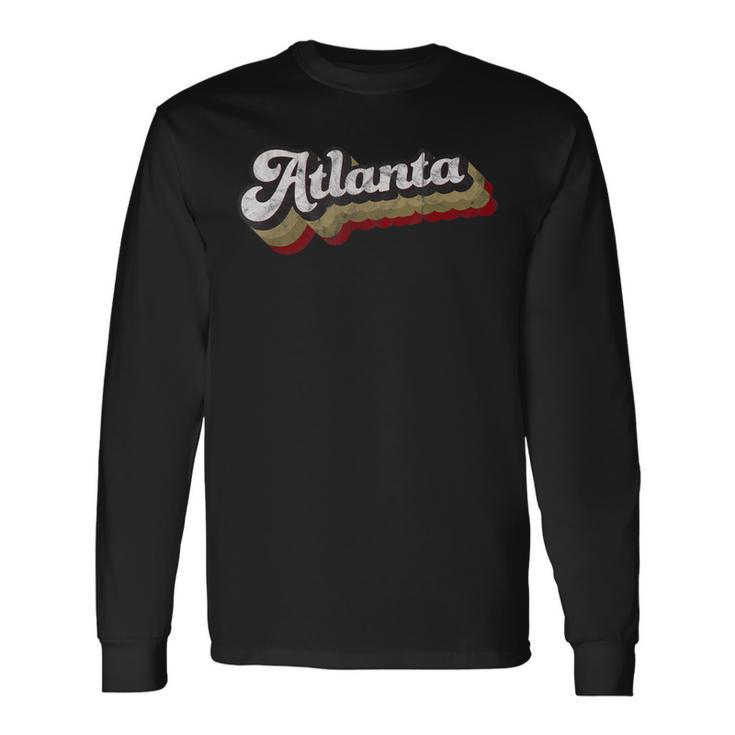 Atlanta Soccer Distressed Retro Baseball Script 404 United Long Sleeve T-Shirt