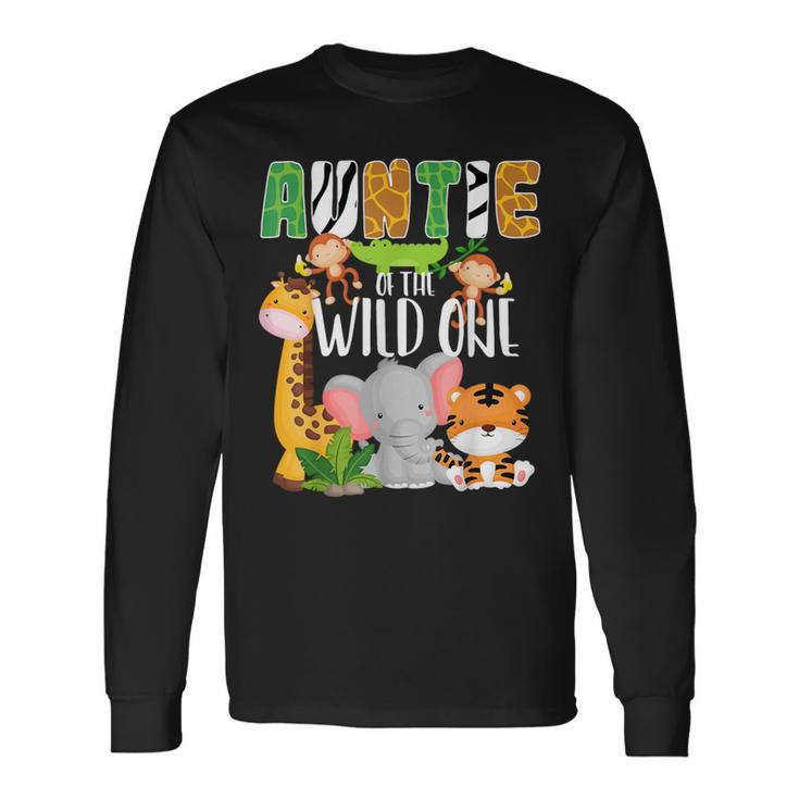 Auntie Of The Wild One Zoo Theme Birthday Safari Animals Long Sleeve T-Shirt