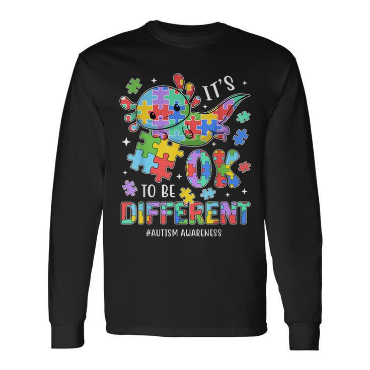 Autism Awareness Cute Axolotl It's Ok To Be Different Long Sleeve T-Shirt Gifts ideas