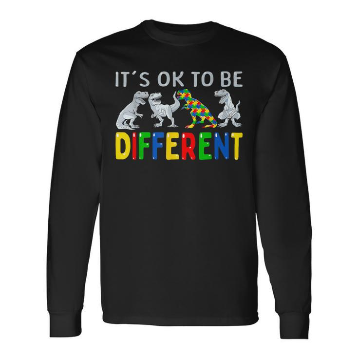 Autism Awareness Dinosaur Kid Boys It's Ok To Be Different Long Sleeve T-Shirt