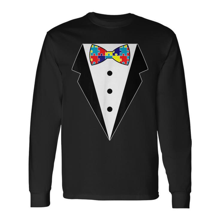 Autism Awareness Puzzle Neck Tie 2017 Tuxedo Bowtie Long Sleeve T-Shirt