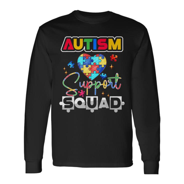 Autism Awareness Autism Squad Support Team Colorful Puzzle Long Sleeve T-Shirt