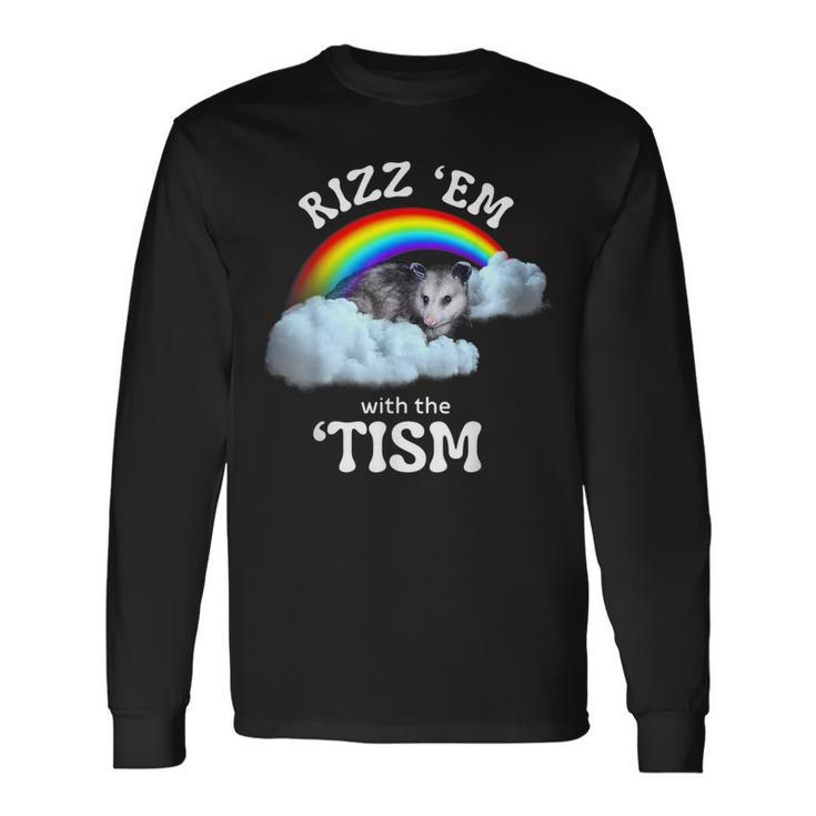 Autism Rizz Em With The Tism Meme Autistic Opossum Men's T-shirt Back ...
