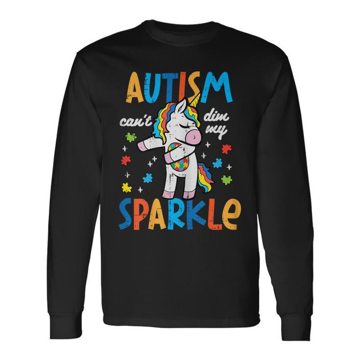 Autism Unicorn Floss Cant Dim My Sparkle Awareness Girls Kid Long Sleeve T-Shirt