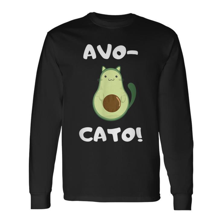 Avo-Cato Cat Avocado Meow Cat Langarmshirts Geschenkideen