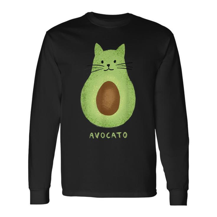 Avocato Cute Cat Avocado Vegan And Cat Owner Kitten Long Sleeve T-Shirt