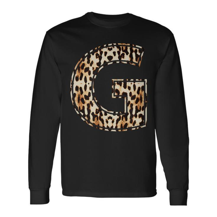 Awesome Letter G Initial Name Leopard Cheetah Print Long Sleeve T-Shirt
