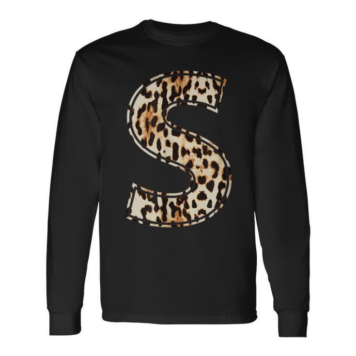 Awesome Letter S Initial Name Leopard Cheetah Print Long Sleeve T-Shirt