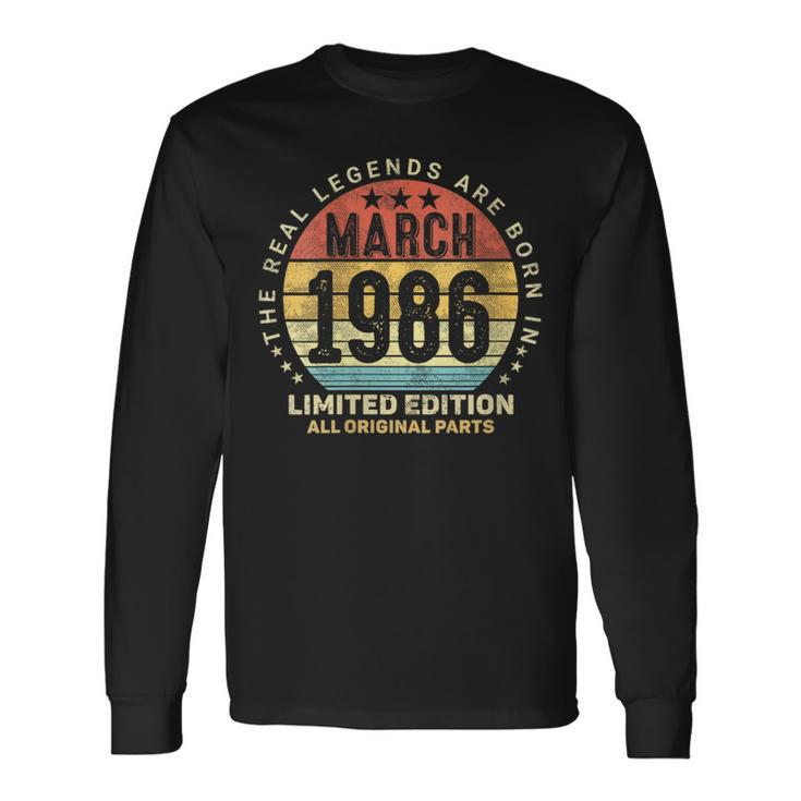 Awesome March 1986 Vintage 38Th Birthday Made In 1986 Long Sleeve T-Shirt Gifts ideas