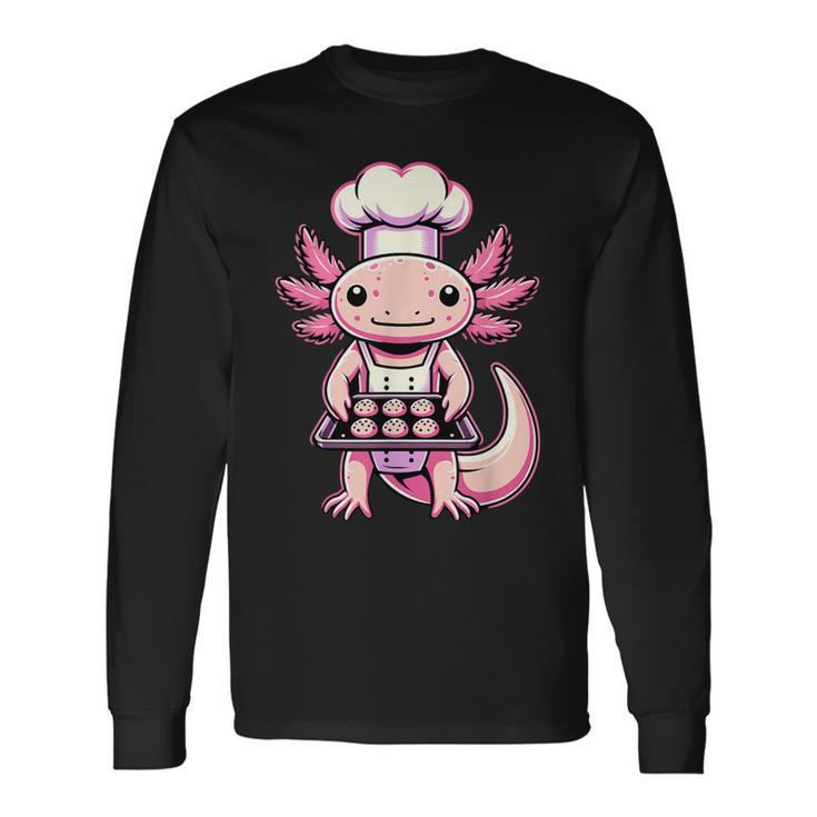 Axolotl Baking Cookies Chocolate Lover Cookie Baker Long Sleeve T-Shirt