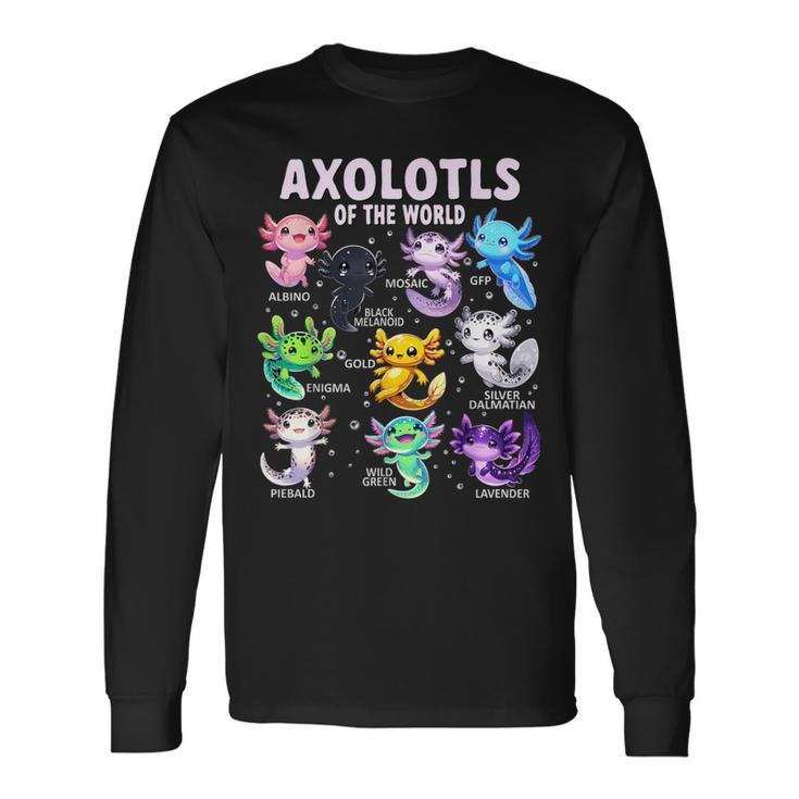 Axolotl Kawaii Axolotls Of The World Axolotl Animals Long Sleeve T-Shirt