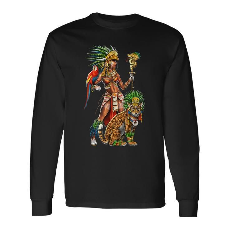 Aztec Jaguar Warrior Ancient Mayan Goddess Long Sleeve T-Shirt