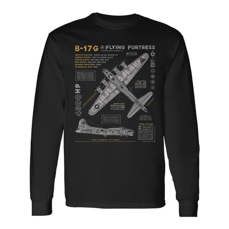 B-17 Flying Fortress Ww2 B-17G Bomber Vintage Aviation Long Sleeve T-Shirt