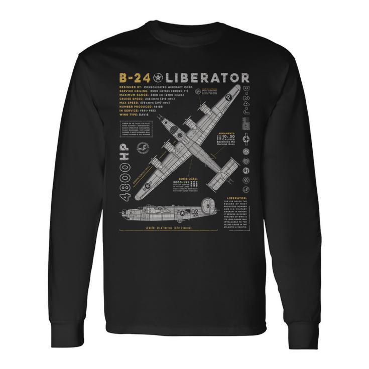 B-24 Liberator Consolidated Aircraft B24 Bomber Vintage Long Sleeve T-Shirt