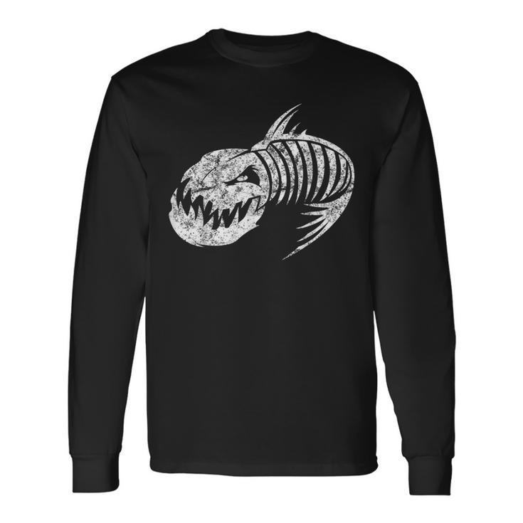 Marlin Bad To The Bone Marlin Fish Skeleton Long Sleeve T-Shirt - Monsterry