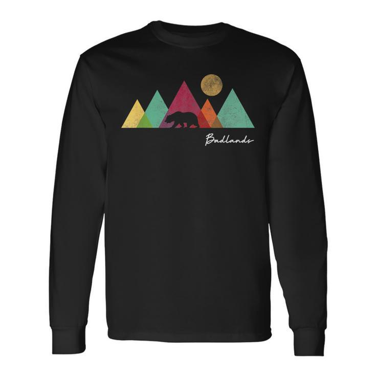 Badlands Mountain Vintage Hiking National Park Souvenir Long Sleeve T-Shirt