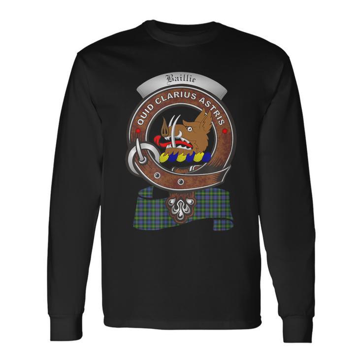 Baillie Scottish Clan Badge With Tartan Long Sleeve T-Shirt