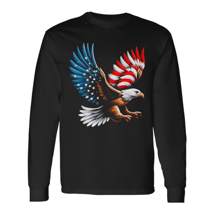 Bald Eagle & Patriotic American Flag 4Th Of July Long Sleeve T-Shirt