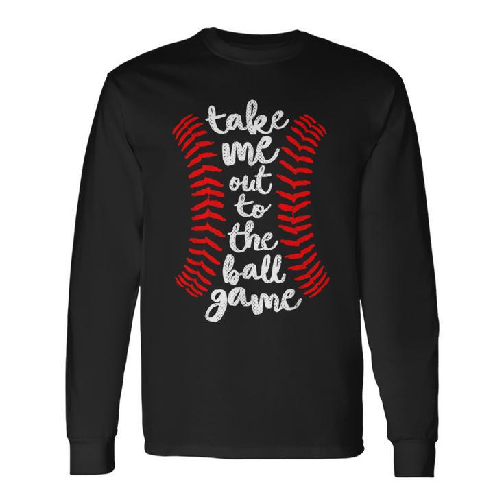 Take Me Out Ball Game Baseball Song Red Blue Black Long Sleeve T-Shirt