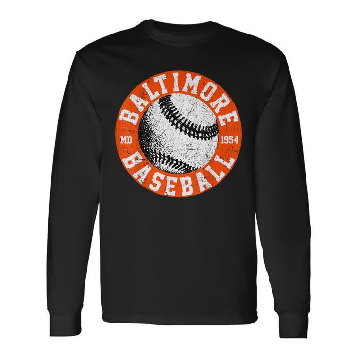 Baltimore Baseball Retro Vintage Baseball Lover Long Sleeve T-Shirt