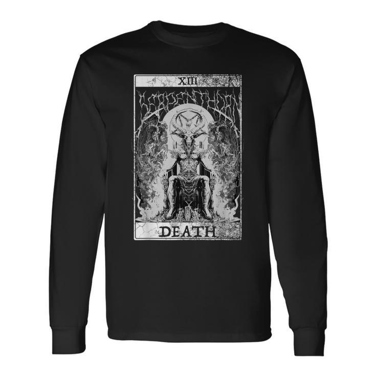 Baphomet Occult Satan Goat Head Tarot Card Death Unholy Long Sleeve T-Shirt