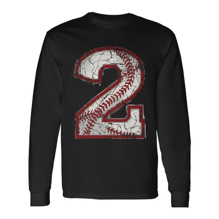 Baseball Jersey Number 2 Vintage Long Sleeve T-Shirt Gifts ideas