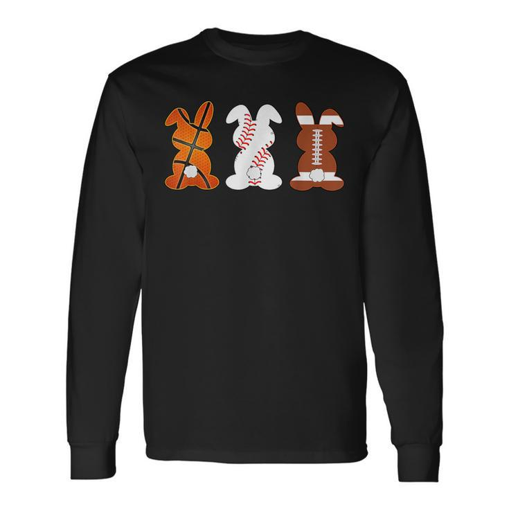 Basketball Baseball Football Sports Easter Bunny Rabbits Long Sleeve T-Shirt Gifts ideas