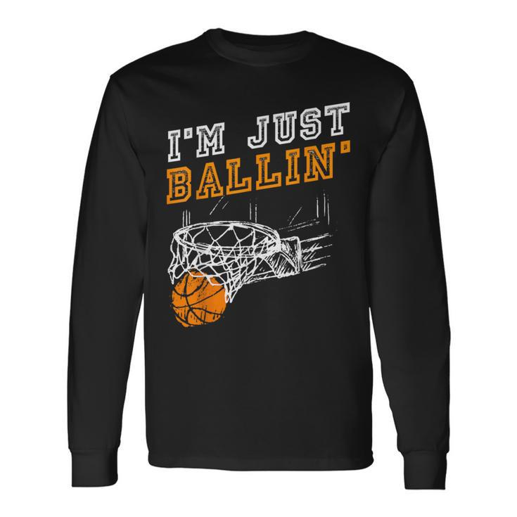Basketball For Coach Player Boys Girls Youth Baller Long Sleeve T-Shirt