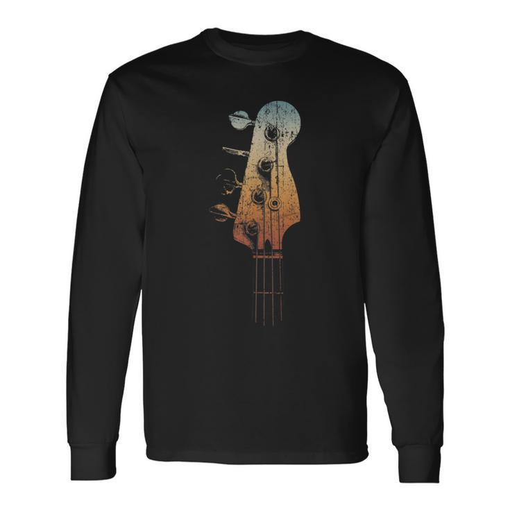 Bass Guitar Vintage Retro Headstock Bassist And Bass Player Long Sleeve T-Shirt
