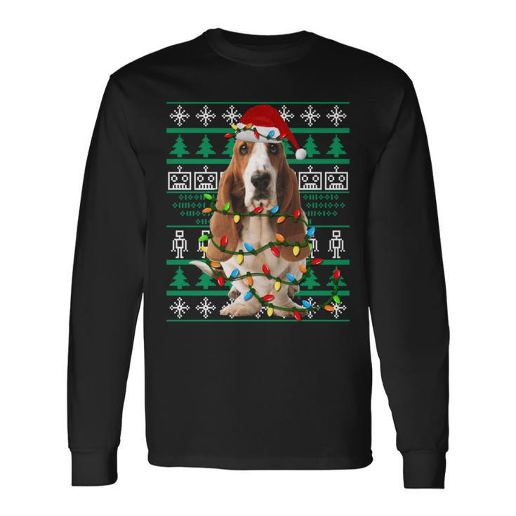 Basset Hound Dog Christmas Ugly Christmas Sweater Long Sleeve T-Shirt