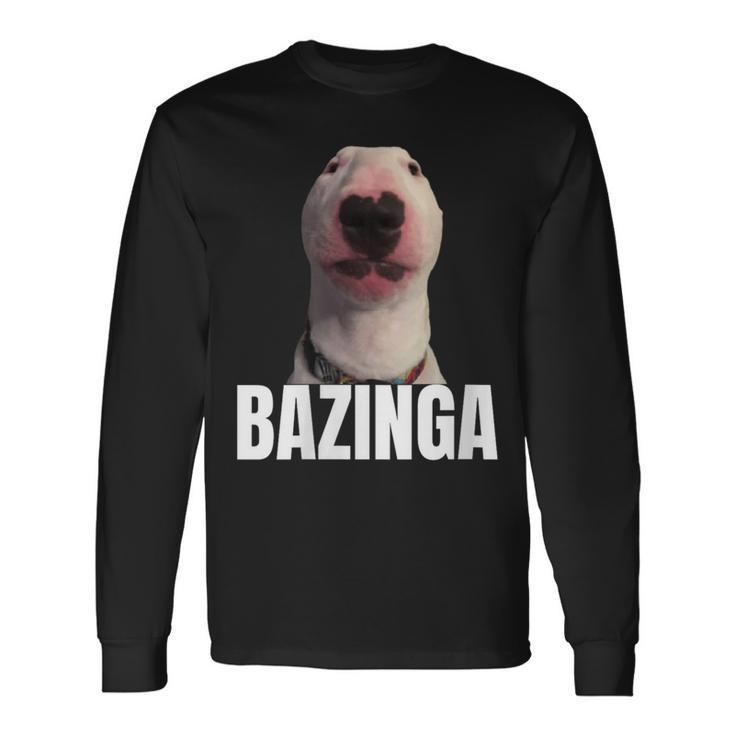 Bazinga Cringe Meme Dog Genz Trendy Nager Slang Long Sleeve T-Shirt