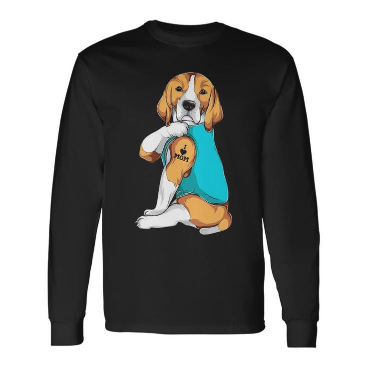 Beagle I Love Mom Apparel Dog Mom Womens Long Sleeve T-Shirt