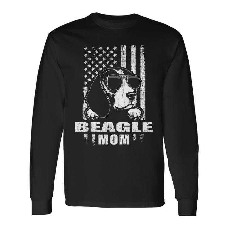 Beagle Mom Cool Vintage Retro Proud American Long Sleeve T-Shirt