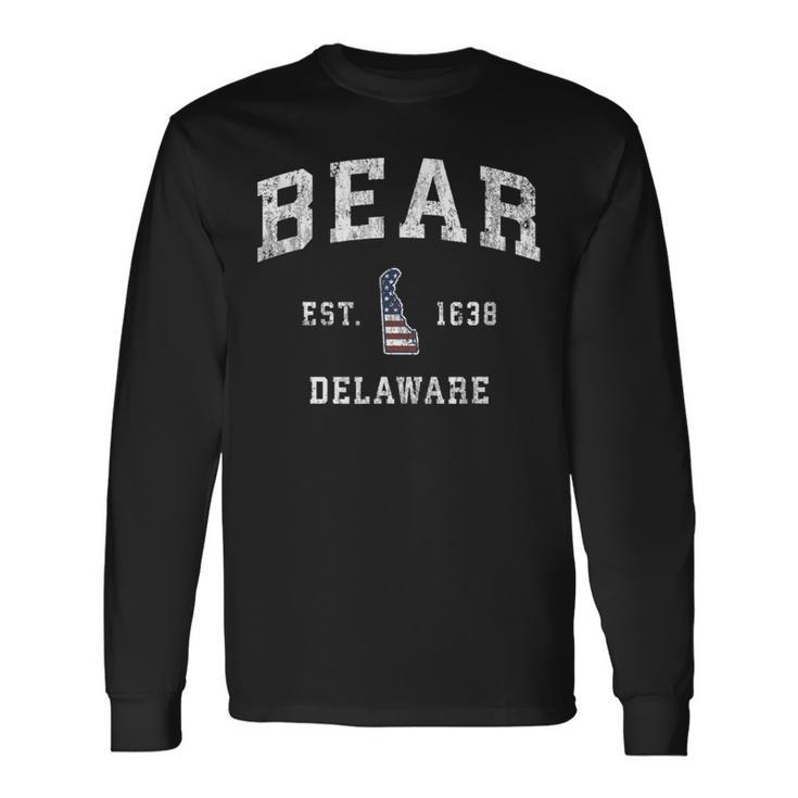 Bear Delaware De Vintage American Flag Sports Long Sleeve T-Shirt