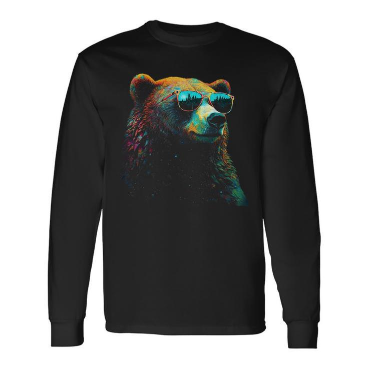 Bear Sunglasses Animal Colourful Forest Animals Bear Long Sleeve T-Shirt