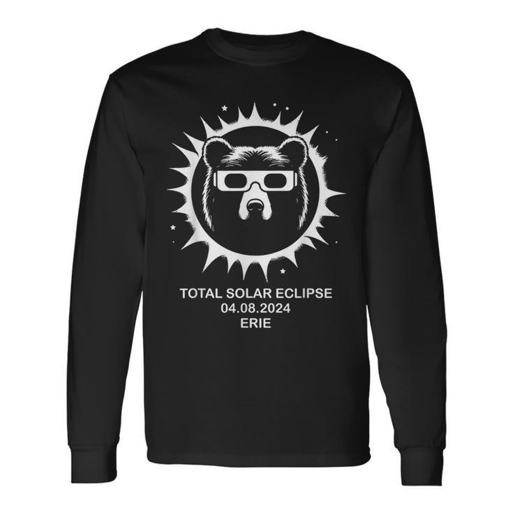 Bear Total Solar Eclipse 2024 Erie Long Sleeve T-Shirt