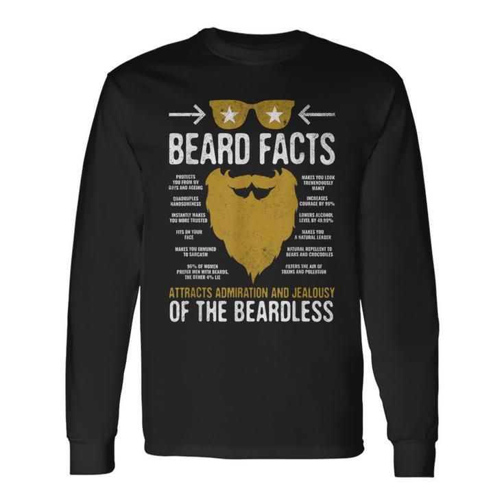 Bearded Man Vintage Style Beard Facts Long Sleeve T-Shirt