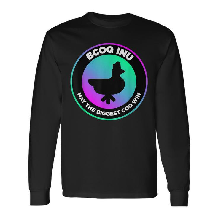 Beautiful Black Coq Inu Silhouette Cryptocurrency Long Sleeve T-Shirt