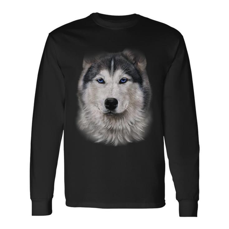 Beautiful Siberian Husky Dog Face Long Sleeve T-Shirt Gifts ideas