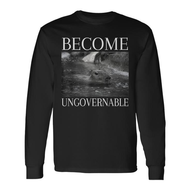 Become Ungovernable Capybara Big Rodent Underwater Long Sleeve T-Shirt Gifts ideas