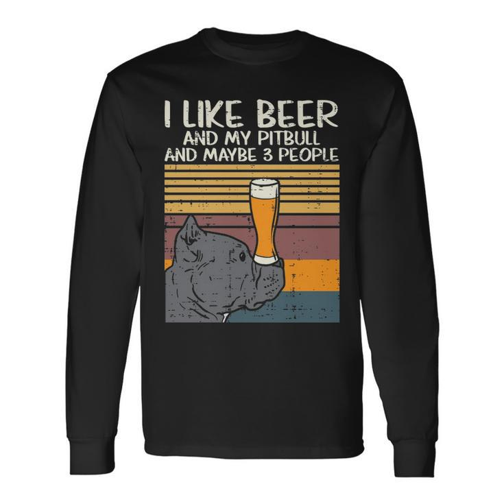 Beer Pitbull 3 People Drinking Pitties Dog Lover Owner Gif Long Sleeve T-Shirt