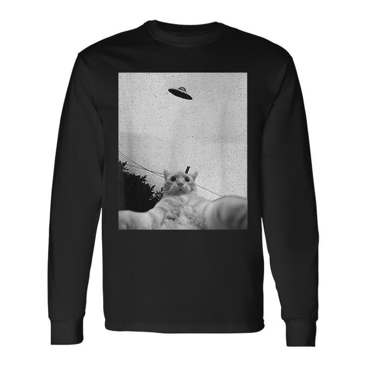 Believe Dat Aliens Ufo Dat Ufo Ufo Cat Selfie Long Sleeve T-Shirt