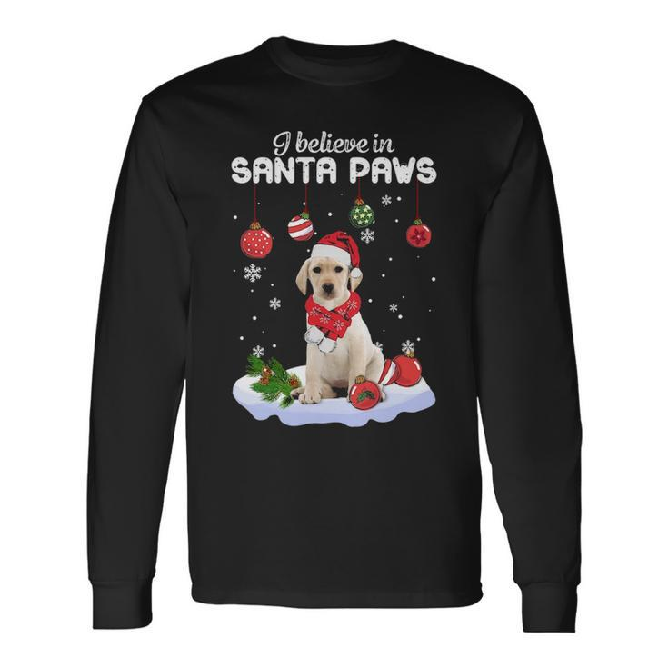 I Believe In Santa Paws Yellow Labrador Long Sleeve T-Shirt