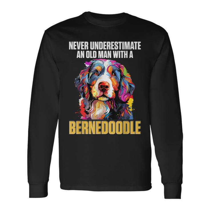 Bernedoodle Dog Breed Pet Never Underestimate A Old Man Long Sleeve T-Shirt